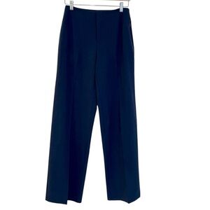Frame High Waist Wide Leg Trouser Pants Navy Blue 2 Contemporary Office
